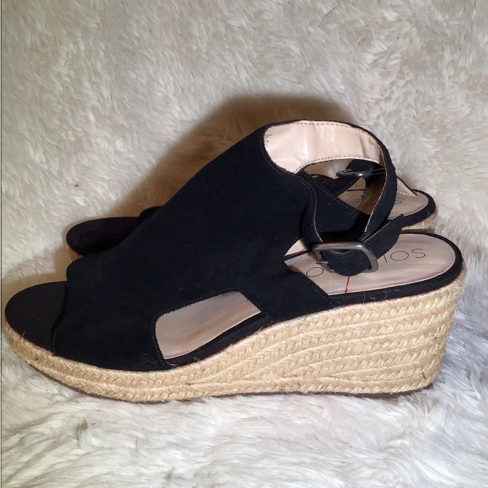 SOLE SOCIETY Camreigh black espadrilles/wedges size 11